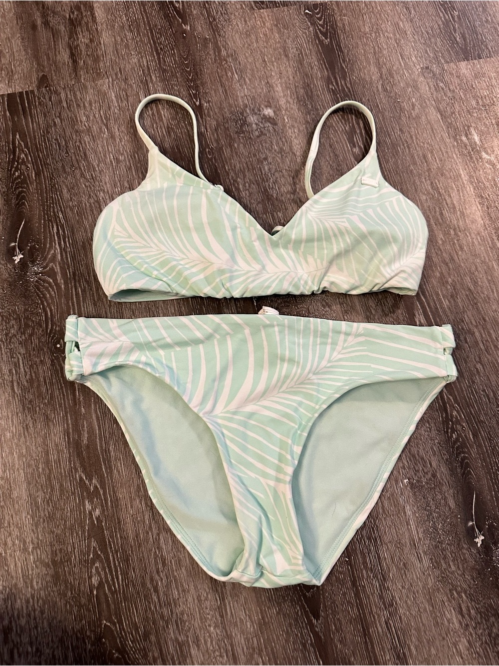 Roxy Mint Green Leaf-Print Bikini